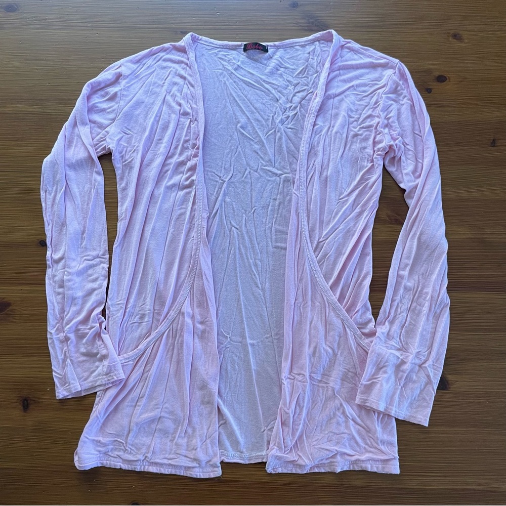 Bebo Barbie Pink Open Face Long Sleep Cardigan with Pockets - Small / Medium